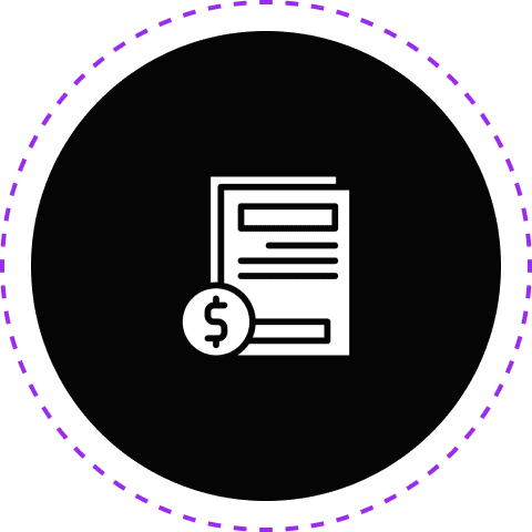 Document icon with dollar symbol circle.